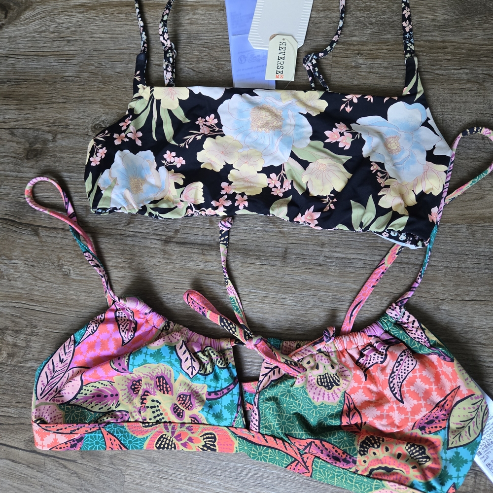 Billabong Floral and Tropical Print Bikinis - Black, Pink, Green